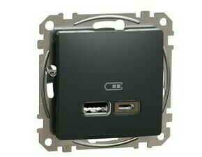 Zásuvka nabíjecí USB Schneider Sedna Design 1× USB A, 1× USB C antracit