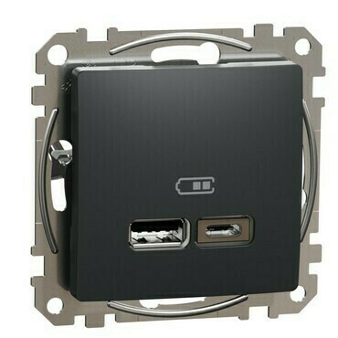 Zásuvka nabíjecí USB Schneider Sedna Design 1× USB A, 1× USB C antracit