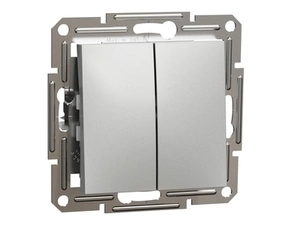 Přepínač střídavý dvojitý řazení 6+6 Schneider Electric Asfora aluminium