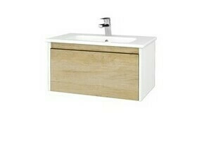 Skříňka umyvadlová Dřevojas BONO SZZ 80 bílá lesk/Nebraska vč. umyvadla Euphoria