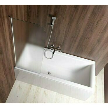 Zástěna vanová Aqualine Vilma 600 mm levá leštěný hliník/brick sklo