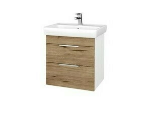 Skříňka umyvadlová Dřevojas PROJECT BENEFIT SZZ2 60 bílá lesk/dub herkules vč. umyvadla Q