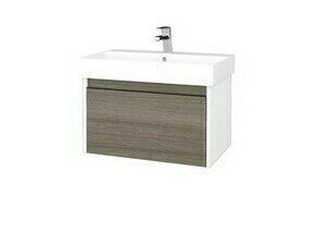 Skříňka umyvadlová Dřevojas BONO SZZ 70 bílá lesk/Cafe vč. umyvadla Glance