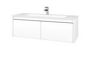 Skříňka umyvadlová Dřevojas BONO SZZ2 120 bílá lesk/bílá lesk vč. umyvadla Pura