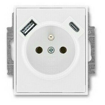 ROZBALENO Zásuvka 1nás clonky+USB-A, USB-C ELEMENT b./b. ABB