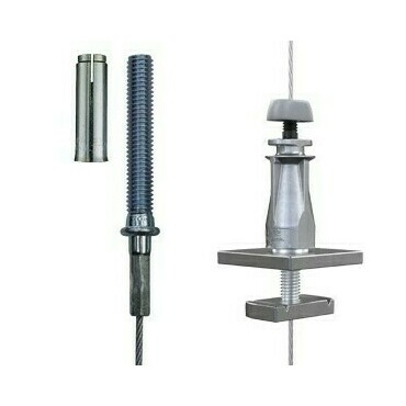 Závěs lankový nosníkový Gripple Uni Grip – Central Exit 2 M8, závitový kolík s kotvou 2 m