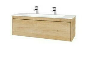 Skříňka umyvadlová Dřevojas BONO SZZ 120 Nebraska/Nebraska vč. umyvadla Pura (2 baterie)