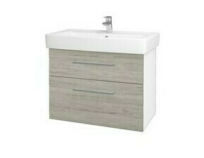 Skříňka umyvadlová Dřevojas Q MAX SZZ2 80 bílá lesk/Oregon vč. umyvadla Q