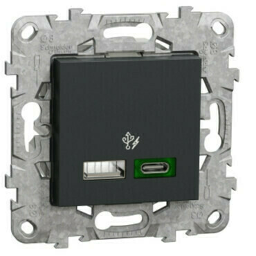 Zásuvka nabíjecí USB Schneider Electric Unica Nová 1× USB A, 1× USB C antracit