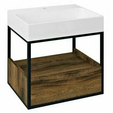 Skříňka umyvadlová 590×495×465 mm černá mat/dub Collingwood CG002-1919
