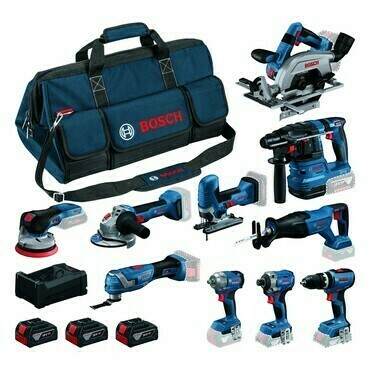 10dílná sada AKU nářadí Bosch 18 V 3× 5 Ah + L-BOXX Contractor set 3