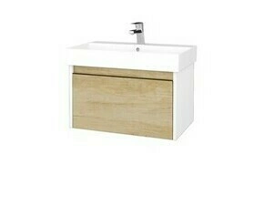 Skříňka umyvadlová Dřevojas BONO SZZ 70 bílá lesk/Nebraska vč. umyvadla Glance