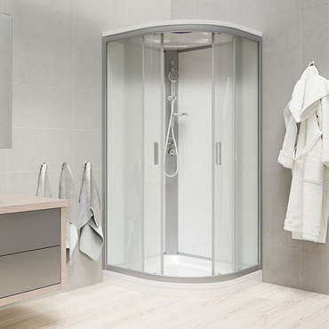 Box sprchový Mereo CK35172KMSW 800×800 mm, se stříškou satin/Point R550