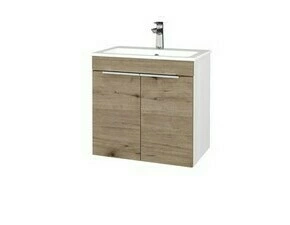 Skříňka umyvadlová Dřevojas PROJECT BENEFIT SZD2 60 bílá lesk/dub herkules vč. umyvadla Altero