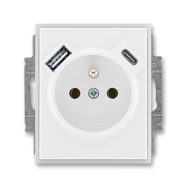 Zásuvka 230 V s USB jednonásobná ABB Time, Element bílá, ledová bílá