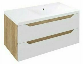 Skříňka umyvadlová 900×450×480 mm bílá/dub alabama, pravá WA093-3022