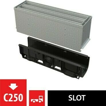 Žlab venkovní štěrbinový Alca AVZ101S-R124R se symetrickým revizním nástavcem 160 mm, pozink