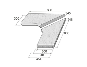Lem bazénový roh pravý a levý Presbeton VERTO reliéfní šedá 800×800×45 mm