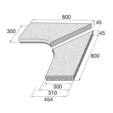 Lem bazénový roh pravý a levý Presbeton VERTO reliéfní slonovinová 800×800×45 mm