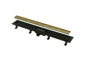 Žlab sprchový plastový Alca APZ10BLACK-BRASS-650 Simple včetně roštu