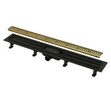 Žlab sprchový plastový Alca APZ10BLACK-BRASS-750 Simple včetně roštu