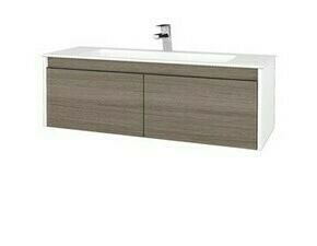 Skříňka umyvadlová Dřevojas BONO SZZ2 120 bílá lesk/Cafe vč. umyvadla Pura