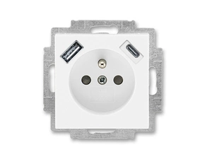 Zásuvka 230 V s USB jednonásobná ABB Levit bílá, bílá