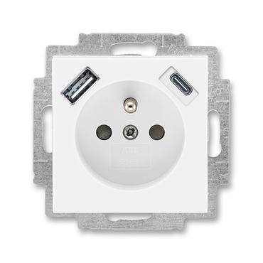 Zásuvka 230 V s USB jednonásobná ABB Levit bílá, bílá