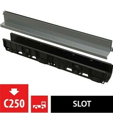 Žlab venkovní štěrbinový Alca AVZ101-R323 se symetrickým nástavcem 100 mm, nerez