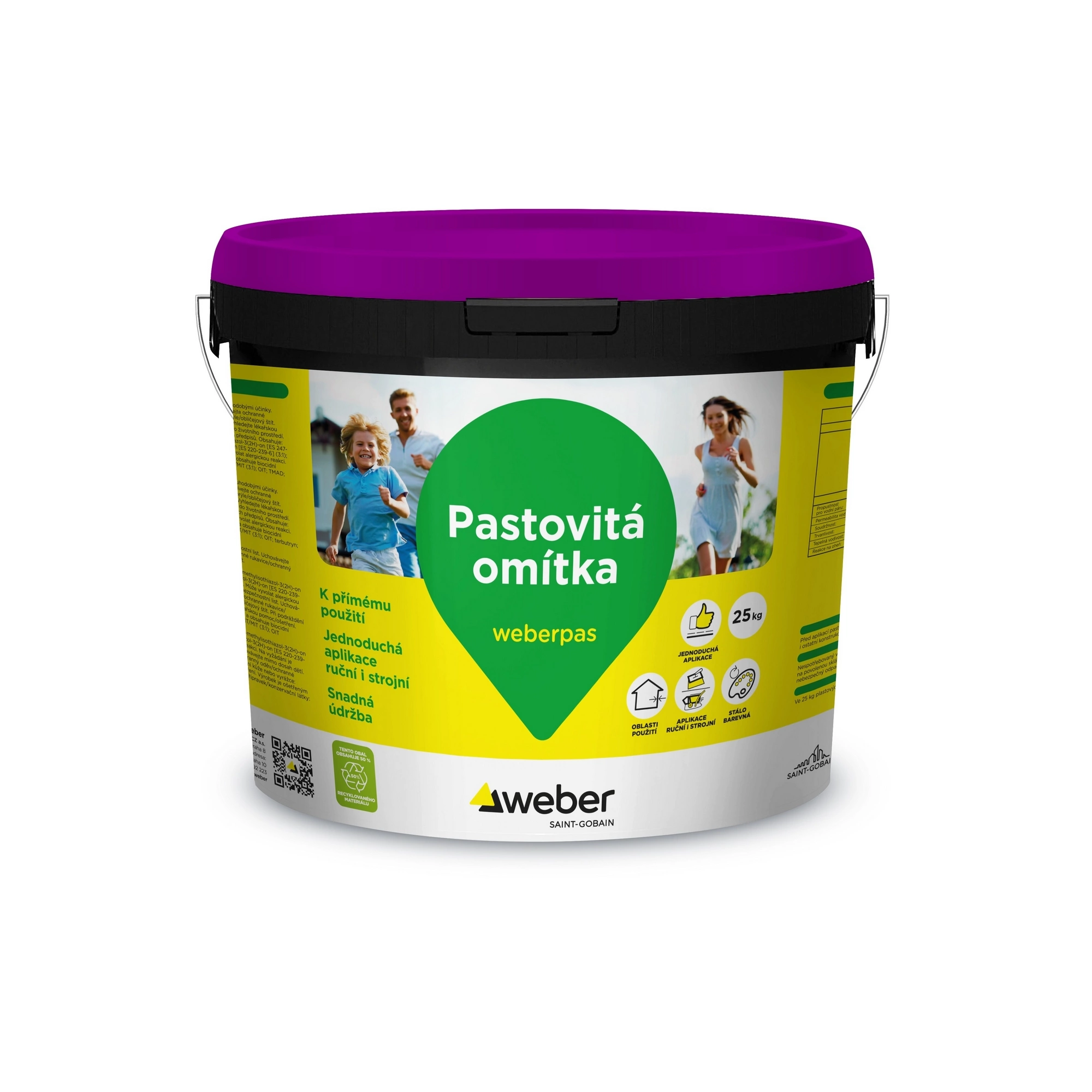 WEBER Omítka pastovitá weberpas aquaBalance rýhovaná 3 mm BI00 – bílá 25 kg
