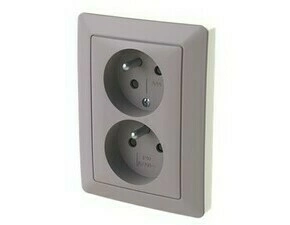 Zásuvka 230 V dvojnásobná ABB Zoni greige, bílá