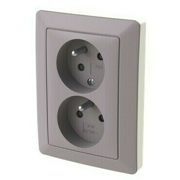 Zásuvka 230 V dvojnásobná ABB Zoni greige, bílá