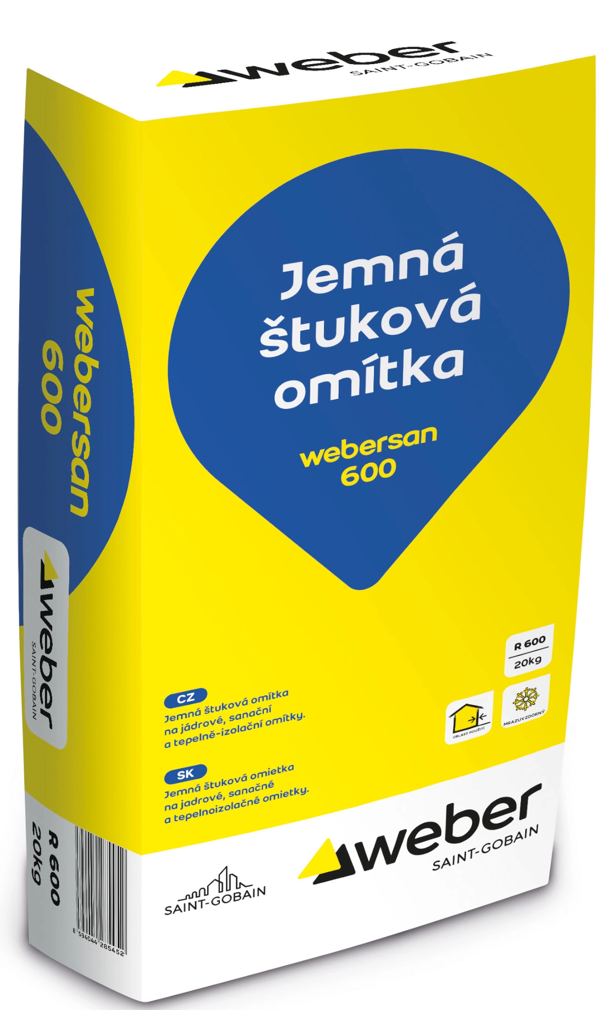 WEBER Omítka sanační štuková webersan 600 jemná 20 kg