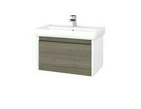 Skříňka umyvadlová Dřevojas BONO SZZ 70 bílá lesk/Cafe vč. umyvadla Q