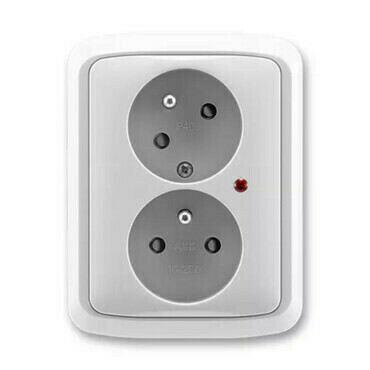 Zásuvka 230 V dvojnásobná ABB Tango IP 40 s optickou signalizací šedá