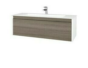 Skříňka umyvadlová Dřevojas BONO SZZ 120 bílá lesk/Cafe vč. umyvadla Pura