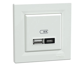 Zásuvka nabíjecí USB Schneider Electric Asfora 1× USB A, 1× USB C bílá