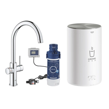 Baterie dřezová stojánková Grohe Red Duo s ohřevem vody a filtrací, C- výpusť, vel. M chrom