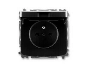 Zásuvka 230 V jednonásobná ABB Tango s víčkem černá