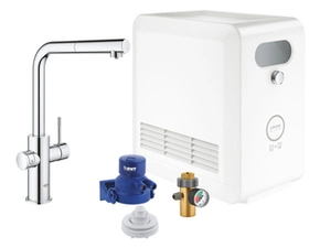 Baterie dřezová stojánková Grohe Blue Professional s chladícím zařízením a filtrací, výpusť L vytahov chrom