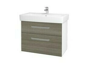 Skříňka umyvadlová Dřevojas Q MAX SZZ2 80 bílá lesk/Cafe vč. umyvadla Q