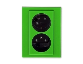 Zásuvka 230 V dvojnásobná kompletní ABB Levit zelená, kouřová černá