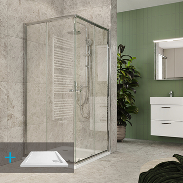 Kout sprchový s vaničkou Mereo Kora Lite 900×900 mm chrom/čiré sklo