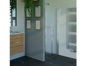 Dveře sprchové dvoukřídlé WECCO 1000 mm lesklý hliník/matné sklo