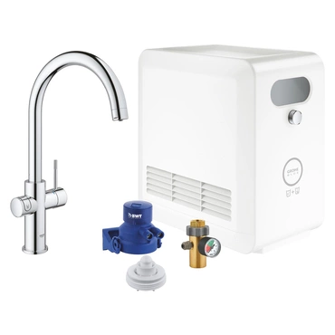 Baterie dřezová stojánková Grohe Blue Professional s chladícím zařízením a filtrací, výpusť C chrom