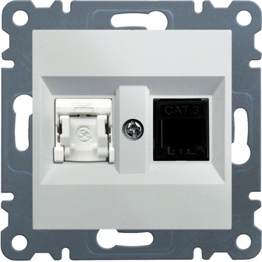 Zásuvka datová a telefonní Hager lumina CAT5E 1× RJ45, 1× RJ11 bílá lesk