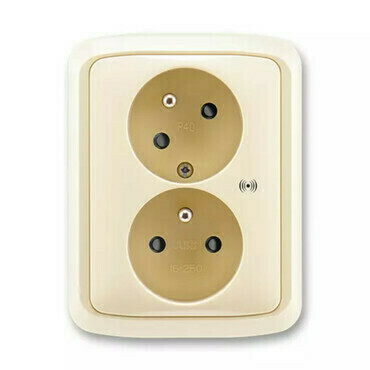 Zásuvka 230 V dvojnásobná ABB Tango IP 40 s akustickou signalizací slonová kost