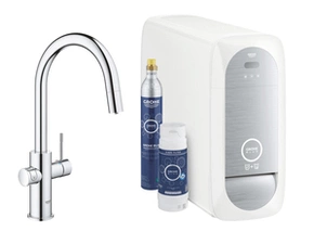 Baterie dřezová stojánková Grohe Blue Home s chladícím zařízením a filtrací, výpusť C vytahov chrom