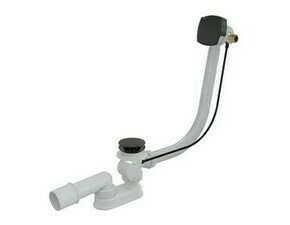 Sifon vanový s ovládáním Alca A564BLACK-100 s napouštěním přepadem černá-mat velká zátka