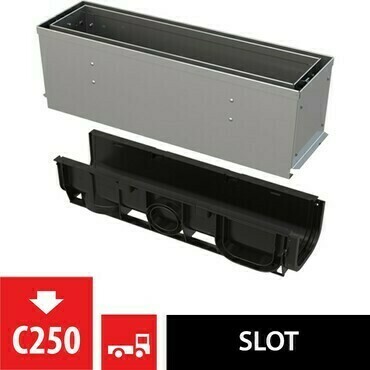 Žlab venkovní štěrbinový Alca AVZ101S-R322R s asymetrickým revizním nástavcem 160 mm, nerez